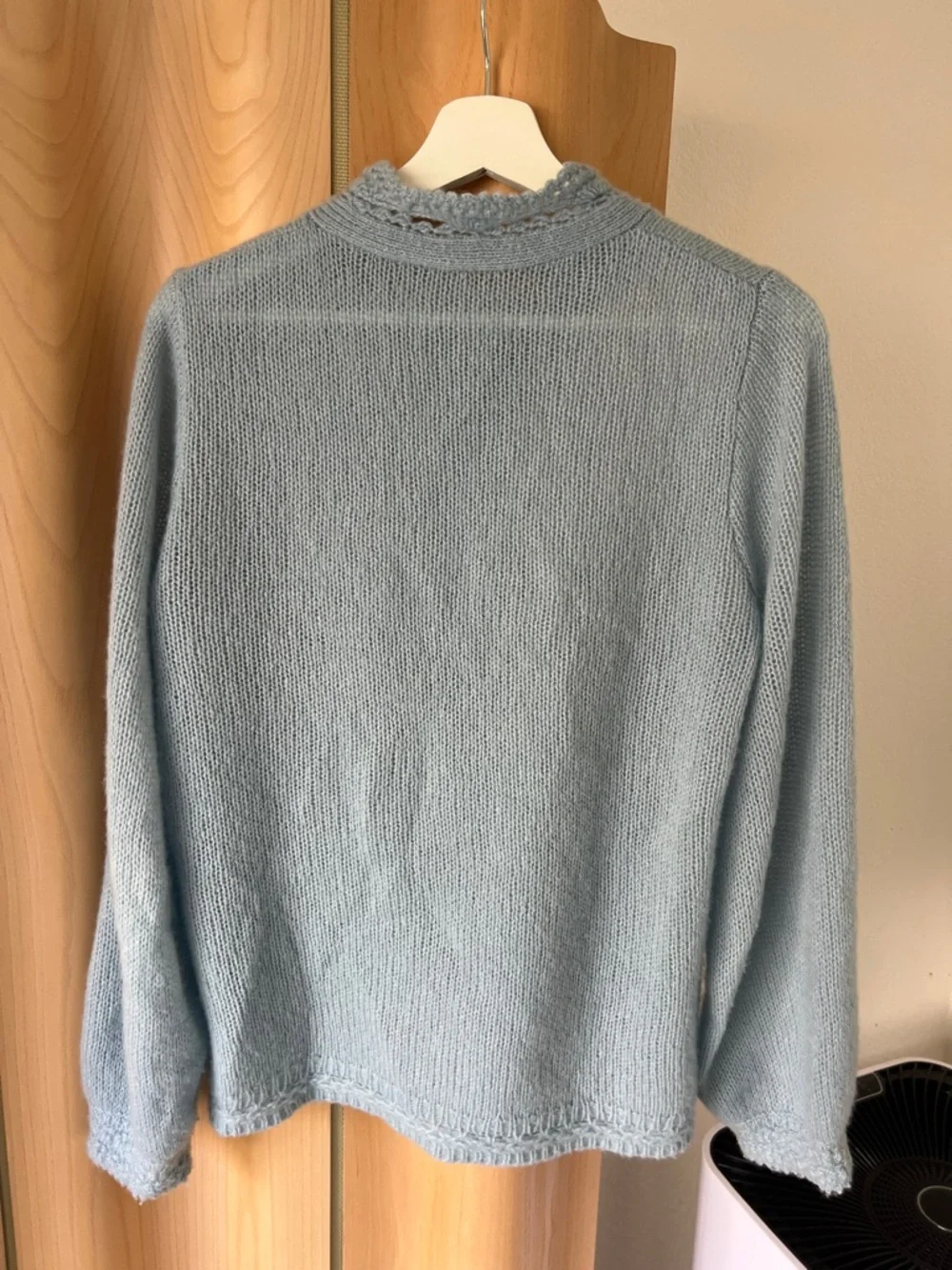 Cashmere Soft Knit sky Blue Crochet cardigan Angie Cardigan - Picture 5 of 8